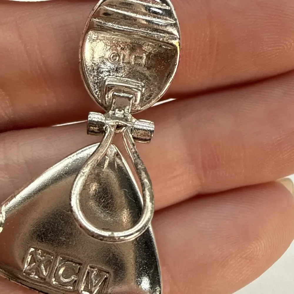 Vintage Liz Claiborne XCI Clip-on Dangle Earrings Silver from the 1990s SKU0101